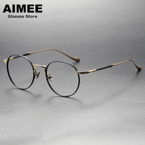 Japanese Titanium Glasses Frame Men Ultra-Light Fashion Prescription Eyeglasses Women Retro Round Spectacles Oculos Optical Lens
