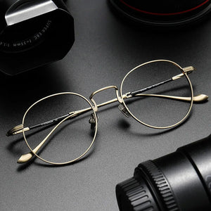 Japanese Titanium Glasses Frame Men Ultra-Light Fashion Prescription Eyeglasses Women Retro Round Spectacles Oculos Optical Lens