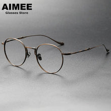 Carica l&#39;immagine nel visualizzatore di Gallery, Japanese Titanium Glasses Frame Men Ultra-Light Fashion Prescription Eyeglasses Women Retro Round Spectacles Oculos Optical Lens