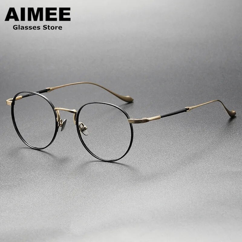 Japanese Titanium Glasses Frame Men Ultra-Light Fashion Prescription Eyeglasses Women Retro Round Spectacles Oculos Optical Lens
