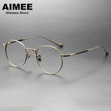Carica l&#39;immagine nel visualizzatore di Gallery, Japanese Titanium Glasses Frame Men Ultra-Light Fashion Prescription Eyeglasses Women Retro Round Spectacles Oculos Optical Lens