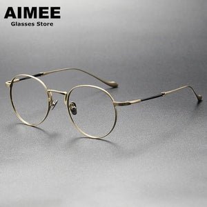 Japanese Titanium Glasses Frame Men Ultra-Light Fashion Prescription Eyeglasses Women Retro Round Spectacles Oculos Optical Lens
