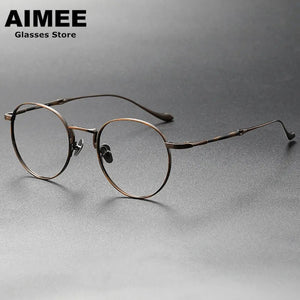 Japanese Titanium Glasses Frame Men Ultra-Light Fashion Prescription Eyeglasses Women Retro Round Spectacles Oculos Optical Lens
