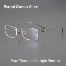 Load image into Gallery viewer, Japanese Titanium Rimless Glasses Frame For Men Women Square Ultra-light Optical Eyeglasses Anti Blue light Prescription Eyewear