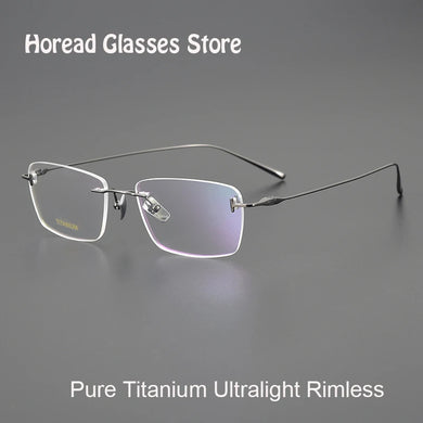 Japanese Titanium Rimless Glasses Frame For Men Women Square Ultra-light Optical Eyeglasses Anti Blue light Prescription Eyewear