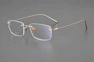 Japanese Titanium Rimless Glasses Frame For Men Women Square Ultra-light Optical Eyeglasses Anti Blue light Prescription Eyewear