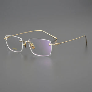 Japanese Titanium Rimless Glasses Frame For Men Women Square Ultra-light Optical Eyeglasses Anti Blue light Prescription Eyewear