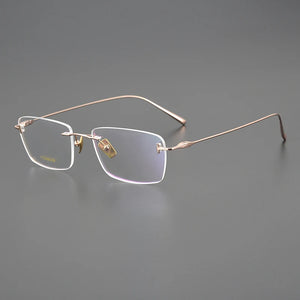 Japanese Titanium Rimless Glasses Frame For Men Women Square Ultra-light Optical Eyeglasses Anti Blue light Prescription Eyewear