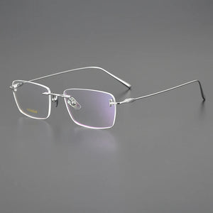 Japanese Titanium Rimless Glasses Frame For Men Women Square Ultra-light Optical Eyeglasses Anti Blue light Prescription Eyewear