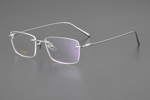 Japanese Titanium Rimless Glasses Frame For Men Women Square Ultra-light Optical Eyeglasses Anti Blue light Prescription Eyewear