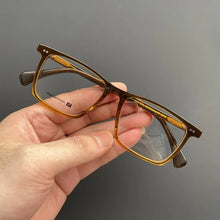 Carica l&#39;immagine nel visualizzatore di Gallery, Montatura per occhiali in lamiera di acetato giapponese Occhiali da vista miopia da uomo con montatura quadrata da lavoro, tendenza retrò ottica