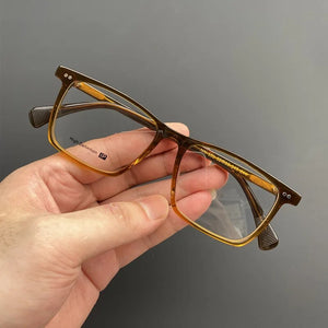 Montatura per occhiali in lamiera di acetato giapponese Occhiali da vista miopia da uomo con montatura quadrata da lavoro, tendenza retrò ottica