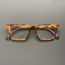 Carica l&#39;immagine nel visualizzatore di Gallery, Montatura per occhiali in lamiera di acetato giapponese Occhiali da vista miopia da uomo con montatura quadrata da lavoro, tendenza retrò ottica
