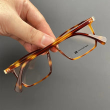 Carica l&#39;immagine nel visualizzatore di Gallery, Montatura per occhiali in lamiera di acetato giapponese Occhiali da vista miopia da uomo con montatura quadrata da lavoro, tendenza retrò ottica