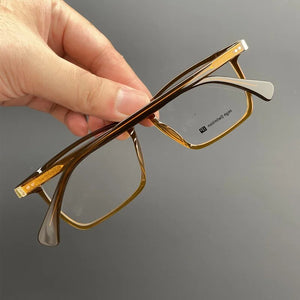 Montatura per occhiali in lamiera di acetato giapponese Occhiali da vista miopia da uomo con montatura quadrata da lavoro, tendenza retrò ottica