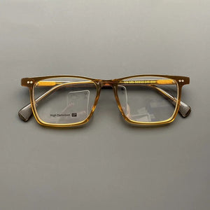 Montatura per occhiali in lamiera di acetato giapponese Occhiali da vista miopia da uomo con montatura quadrata da lavoro, tendenza retrò ottica