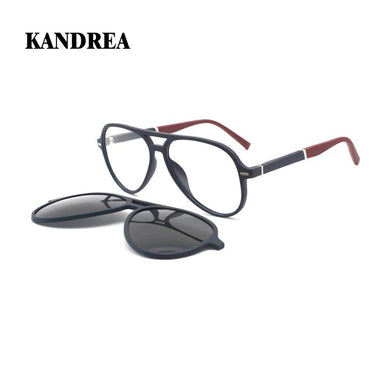 2 IN 1 Clips on Magnetic Polarized Sunglasses Men Optical Vintage Glasses Frame Women Brand Design Eyeglasses C8009