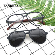 Load image into Gallery viewer, 2 IN 1 Clips on Magnetic Polarized Sunglasses Men Optical Vintage Glasses Frame Women Brand Design Eyeglasses C8009
