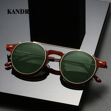2 In 1 Round Polarized Sunglasses Women Men Vintage Magnet Eyeglasses Optical Myopia Prescription Glasses