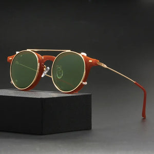 2 In 1 Round Polarized Sunglasses Women Men Vintage Magnet Eyeglasses Optical Myopia Prescription Glasses