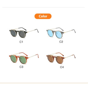2 In 1 Round Polarized Sunglasses Women Men Vintage Magnet Eyeglasses Optical Myopia Prescription Glasses