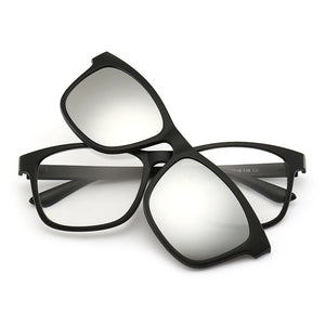 KANDREA Square Retro 6 IN 1 Polaroid  Sunglasses Men Glasses Frame Women Optical Prescription Myopia Eyewear Magnetic 2201