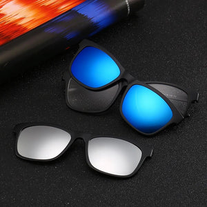 KANDREA Square Retro 6 IN 1 Polaroid  Sunglasses Men Glasses Frame Women Optical Prescription Myopia Eyewear Magnetic 2201