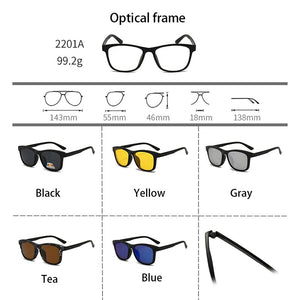 KANDREA Square Retro 6 IN 1 Polaroid  Sunglasses Men Glasses Frame Women Optical Prescription Myopia Eyewear Magnetic 2201