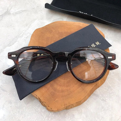 KANE Japanese Luxury Brand Fine Acetate Eyeglasses Frames Classical Retro Round Men Glasses Optical Polarized Outdoor Eyewear