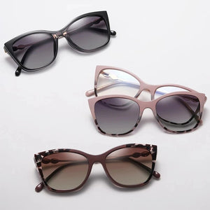 2 In 1 Clip on Sunglasses Women 2022 UV400 Polarized Optical Myopia Magnetic Anti Blue Light Glasses Frame Retro Cat Eye