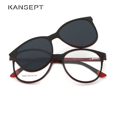 KANSEPT Women Clip On Glasses Optical Glasses Polarized Sunglasses Women Magnetism Stylish Classic Eyewear Eyeglasses T6202