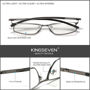 KINGSEVEN  Men Titanium Alloy Glasses Frame  Business Style Eyeglasses Ultralight Myopia Prescription