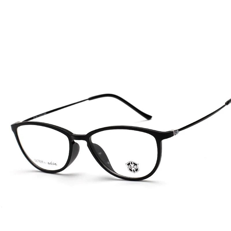 KJDCHD Tungsten Titanium Glasses Men Women Cat Eye Eyeglasses Frames Precription Spectacles Ultra Light Eyeglass Female Points