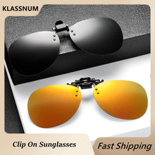 Carica l&#39;immagine nel visualizzatore di Gallery, KLASSNUM Men Driving Clip On Sunglasses for Myopia Eyeglasses Women Polarized Square Night Vision Fishing UV400 Sun Glasses