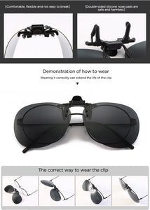 KLASSNUM Men Driving Clip On Sunglasses for Myopia Eyeglasses Women Polarized Square Night Vision Fishing UV400 Sun Glasses