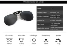 Carica l&#39;immagine nel visualizzatore di Gallery, KLASSNUM Men Driving Clip On Sunglasses for Myopia Eyeglasses Women Polarized Square Night Vision Fishing UV400 Sun Glasses