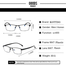 Load image into Gallery viewer, KOTTDO Vintage Square Optical Eye Glasses Frames Metal Men Classic Business Clear Transparent Frame Eyeglasses oculos