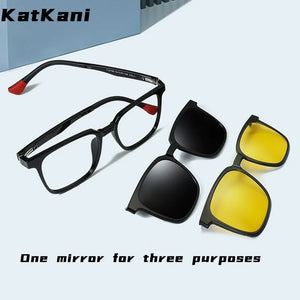 KatKani    Eyewear Ultra Light Retro Square Magnetic Eyeglasses Optical Prescription Glasses Frame For Men 2190