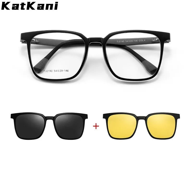 KatKani    Eyewear Ultra Light Retro Square Magnetic Eyeglasses Optical Prescription Glasses Frame For Men 2190