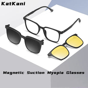 KatKani    Eyewear Ultra Light Retro Square Magnetic Eyeglasses Optical Prescription Glasses Frame For Men 2190