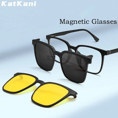 KatKani  Square Magnetic Eyewear Polarized Night Vision TR90 Optical Prescription Glasses Frame For Men and Women 99103R