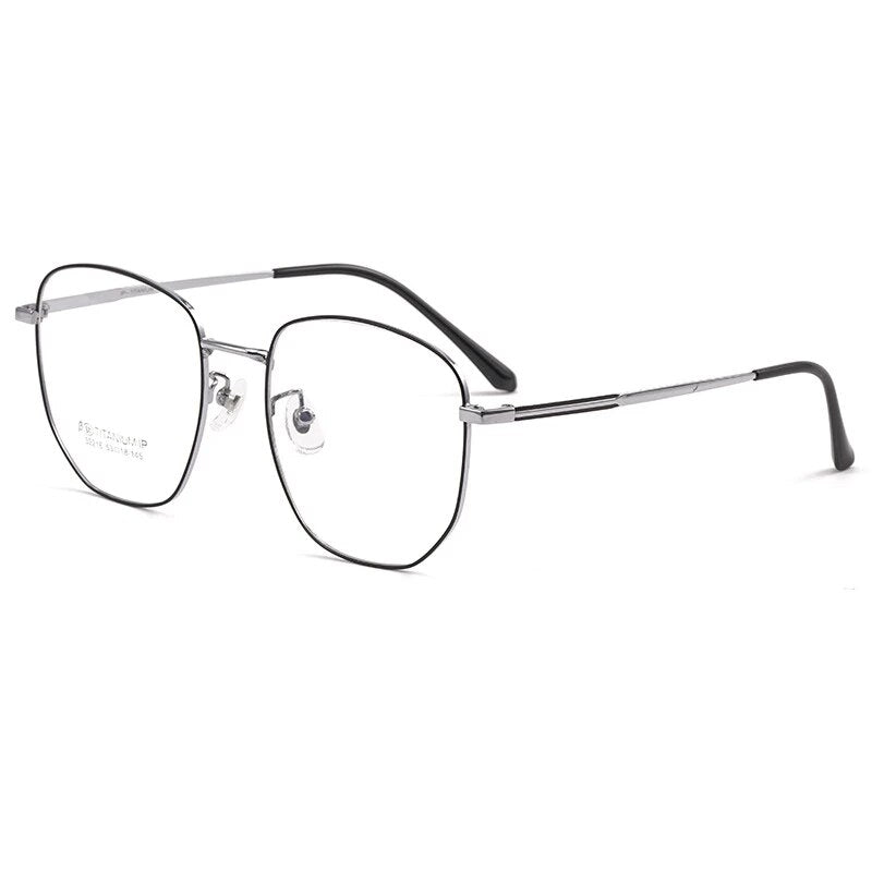 KatKani Men's And Women's Ultra-Light Pure Titanium Retro Glasses Frame Polygonal Decorative Optical Prescription Glasses 32216