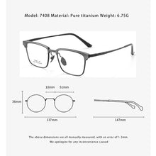 Load image into Gallery viewer, KatKani   Fashion Retro Square Ultra Light Pure Titanium Eyeglass Optical Prescription Glasses Frame Man Woman Spectacle 7048