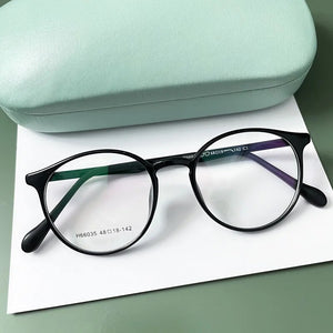 KatKani  Ultra Light Comfortable Retro Round Eyeglasses Plastic Steel Optical Prescription Glasses Frame Men And Women H66035