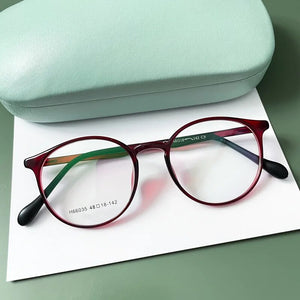 KatKani  Ultra Light Comfortable Retro Round Eyeglasses Plastic Steel Optical Prescription Glasses Frame Men And Women H66035