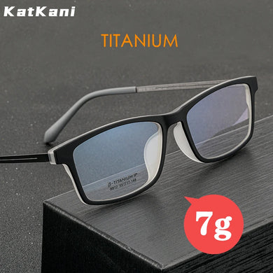 KatKani Pure Titanium Men's Ultra-light Big Eyeglasses Frame Anti-Blue Ray Myopia Optical Prescription Spectacle Frame K8812