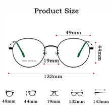 Load image into Gallery viewer, KatKani Retro Small Round Frame Women&#39;s Ultralight Metal Anti-Blue Light Myopia Optical Prescription Eyeglasses Frame 01-80062