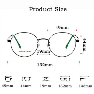 KatKani Retro Small Round Frame Women's Ultralight Metal Anti-Blue Light Myopia Optical Prescription Eyeglasses Frame 01-80062