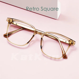 KatKani Transparent Square Decorative Glasses Frame For Men And Women Super Light Large Optical Prescription Glasses Frame 1008B