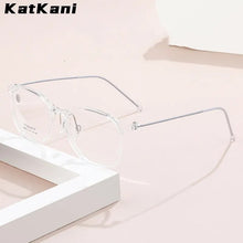 Load image into Gallery viewer, KatKani Ultra Light Comfortable TR90 Myopia Eyewear Men Pure Titanium Retro Round Optical Prescription Eyeglasses Frames Women
